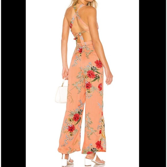 SUPER DOWN Sara Open Back Floral Jumpsuit Size: L - Picture 2 of 4